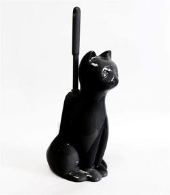 img 2 attached to 🐱 Stylish and Functional Ceramic Cat Toilet Brush and Holder in Black by Splash Home