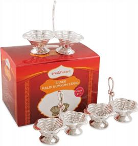 img 4 attached to Silver Plated Handmade Haldi Kumkum Holder Stand Small Size (3 Pack) By Shubhkart