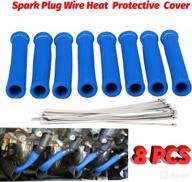 🔥 upsourcetech 1200° heat shield spark plug wire boots protective sleeve cover 8-piece kit for bbc sbc 350 454 wires holder (blue) логотип