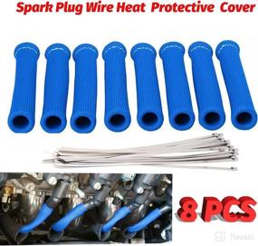 img 4 attached to 🔥 UpsourceTech 1200° Heat Shield Spark Plug Wire Boots Protective Sleeve Cover 8-Piece Kit for BBC SBC 350 454 Wires Holder (Blue)