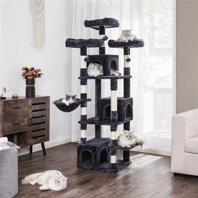 img 3 attached to 67.7In BEWISHOME Multi-Level Cat Tower: Luxurious Plush Perches, Tall Condo & Scratching Posts For Indoor Cats - MMJ54H