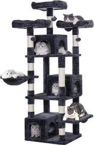 img 4 attached to 67.7In BEWISHOME Multi-Level Cat Tower: Luxurious Plush Perches, Tall Condo & Scratching Posts For Indoor Cats - MMJ54H