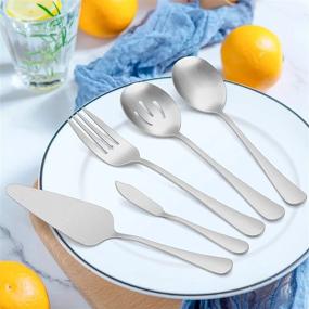img 2 attached to Stylish And Durable: LIANYU 5-Piece Matte Stainless Steel Serving Set - Perfect For Buffet Catering And Everyday Use - Dishwasher Safe