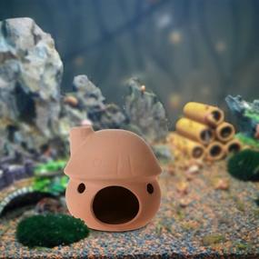 img 3 attached to 🍄 Ceramic Mushroom House Ornament for Aquarium Decoration - Ideal for Betta Fish, Goldfish, Cichlid Resting, Breeding, and Hiding