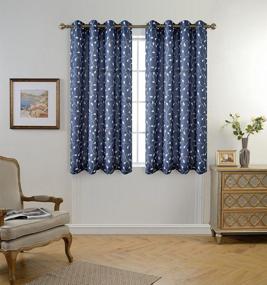 img 3 attached to Navy Blue Semi Sheer Floral Embroidery Faux Linen Curtains - 52 X 63 Inch 2 Panels