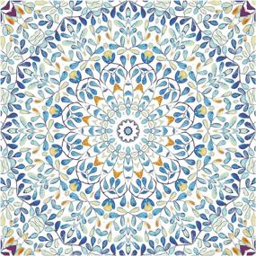 img 4 attached to Morocco Tiles Peel And Stick Wallpaper 17.7In X 9.8Ft Removable Boho Home Decor Blue/Yellow/Orange HAOKHOME 96029.