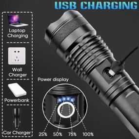 img 2 attached to Garberiel XHP70 10000 Lumens USB Rechargeable LED Flashlight - Zoomable, Waterproof, And Powerful For Outdoor Emergencies