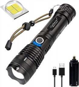 img 4 attached to Garberiel XHP70 10000 Lumens USB Rechargeable LED Flashlight - Zoomable, Waterproof, And Powerful For Outdoor Emergencies