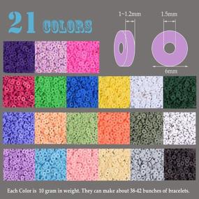 img 3 attached to 5400 Piece Polymer Clay Beads Set In 21 Vibrant Colors - 6Mm Heishi Vinyl Disc Beads For Handmade Jewelry Making, Bracelets, Necklaces, And DIY Crafts