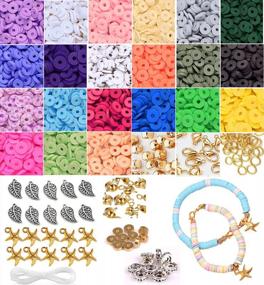 img 4 attached to 5400 Piece Polymer Clay Beads Set In 21 Vibrant Colors - 6Mm Heishi Vinyl Disc Beads For Handmade Jewelry Making, Bracelets, Necklaces, And DIY Crafts