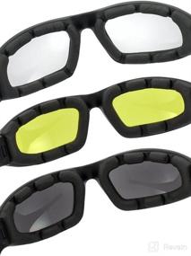 img 3 attached to 👓 Polycarbonate Motorcycle Riding Goggle Glasses Set - Shatterproof, All Weather Protective (3 Pack, Polarized Assortment)