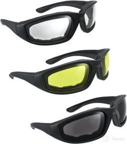 img 2 attached to 👓 Polycarbonate Motorcycle Riding Goggle Glasses Set - Shatterproof, All Weather Protective (3 Pack, Polarized Assortment)