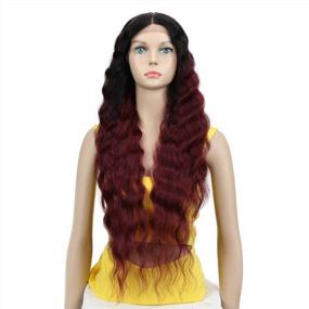 img 4 attached to Joedir Lace Front Wigs 30'' Long Wavy Synthetic Wigs For Women 130% Density Wigs(TT1B/530)