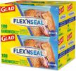 glad flexn seal food storage plastic bags - sandwich - 100 count (pack of 4) logo