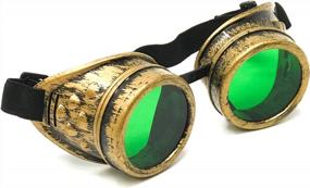 img 4 attached to Steampunk Victorian Goggles Rave Glasses In Vintage Gold, Costume Accessory