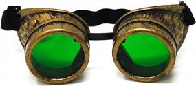 img 1 attached to Steampunk Victorian Goggles Rave Glasses In Vintage Gold, Costume Accessory