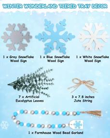 img 2 attached to Winter Wonderland Farmhouse Tiered Tray Decor: White Snowflake Signs For Christmas Holiday Kitchen Table, Mantel, And Shelf Sitter Decoration - Perfect Housewarming Gift Idea