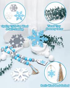img 1 attached to Winter Wonderland Farmhouse Tiered Tray Decor: White Snowflake Signs For Christmas Holiday Kitchen Table, Mantel, And Shelf Sitter Decoration - Perfect Housewarming Gift Idea