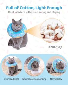 img 2 attached to 🐱 Woiworco Adjustable Cat Recovery Cones: Soft, Cute Cat Donut Collar for Wound Healing After Surgery Elizabethan Collars (M, Blue)