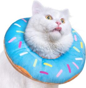 img 4 attached to 🐱 Woiworco Adjustable Cat Recovery Cones: Soft, Cute Cat Donut Collar for Wound Healing After Surgery Elizabethan Collars (M, Blue)