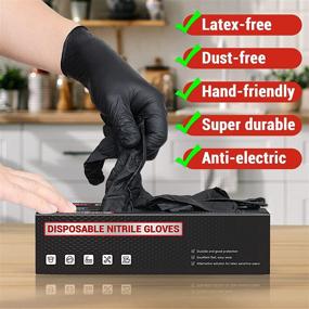 img 1 attached to 🧤 STARKIT Gloves Disposable Latex Free, 4 Mil Nitrile Gloves M, 100 Pcs Food Grade Disposable Gloves, Black - Premium Protection and Hygiene