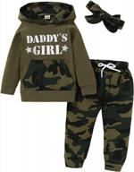 wesidom комплект одежды для девочек-малышей: толстовка с леопардовым принтом и длинными рукавами с капюшоном и штаны с повязкой на голову. логотип