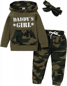 img 4 attached to WESIDOM комплект одежды для девочек-малышей: толстовка с леопардовым принтом и длинными рукавами с капюшоном и штаны с повязкой на голову.