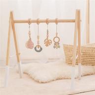 🌳 wood baby gym with foldable frame and 4 pendant toys: perfect newborn gift for baby girls and boys logo