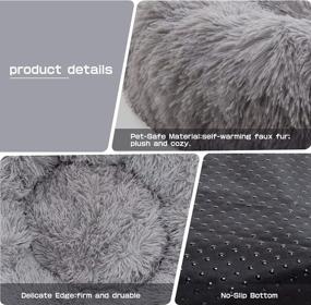 img 2 attached to Ultra Soft Self-Warming Donut Cuddler Round Cat Bed - XS(15.8" X 15.8") In Light Gray - Washable And Cozy For Indoor Cats - XZKING