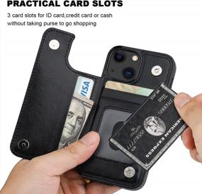 img 1 attached to Мини-чехол-кошелек для iPhone 13 с держателем для карт - искусственная кожа ONETOP, магнитная застежка и противоударная крышка 5,4 дюйма (черный)
