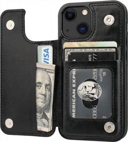 img 4 attached to Мини-чехол-кошелек для iPhone 13 с держателем для карт - искусственная кожа ONETOP, магнитная застежка и противоударная крышка 5,4 дюйма (черный)