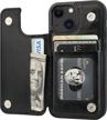 iphone 13 mini wallet case with card holder - onetop pu leather, magnetic clasp & shockproof cover 5.4 inch (black) logo