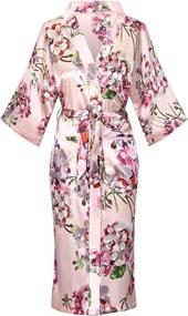 img 4 attached to Floral Satin Kimono: The Perfect Choice For Women'S Wedding Night And Parties