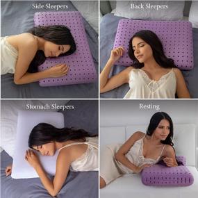 img 2 attached to Pharmedoc Cooling Memory Foam Pillows, 1 Pack, Ventilated Lilac Dreamer Bed Pillow, Reading And Bed Rest Pillows, Standard, Back Sleeper And Side Sleeper Support, Sleeping Pillows For Adults