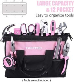 img 1 attached to Organize Your Tools In Style With FASTPRO'S Durable Pink Tool Bag: Zip-Top, Wide Mouth, And 600D Polyester Fabric For Quality Endurance