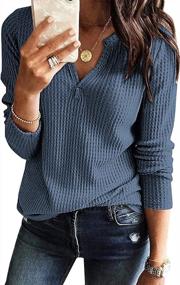img 4 attached to AUSELILY Women'S Waffle Knit Long Sleeve Tunic Tops V Neck Henley Loose Blouses Shirts