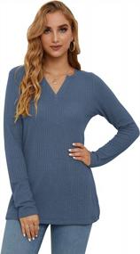 img 2 attached to AUSELILY Women'S Waffle Knit Long Sleeve Tunic Tops V Neck Henley Loose Blouses Shirts