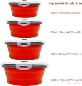 img 3 attached to CARTINTS Red Collapsible Food Storage Bowls: Leakproof Silicone Travel Bowls, Microwave & Freezer Safe, Set of 4