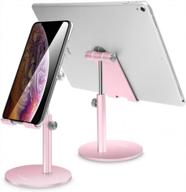 telescopic tablet and phone stand by aicase - adjustable ipad and smartphone holder in rose gold - universal multi-angle aluminum stand for devices sized 4-13 inches logo