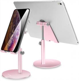 img 4 attached to Telescopic Tablet And Phone Stand By AICase - Adjustable IPad And Smartphone Holder In Rose Gold - Universal Multi-Angle Aluminum Stand For Devices Sized 4-13 Inches