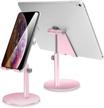 telescopic tablet and phone stand by aicase - adjustable ipad and smartphone holder in rose gold - universal multi-angle aluminum stand for devices sized 4-13 inches logo