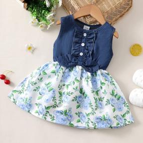 img 3 attached to Toddler Girl Sunflower Princess Denim Summer Dress Sleeveless Jean Tutu Skirt Outfit Clothes For Girls