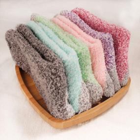 img 2 attached to 4 Pairs Of Soft Fuzzy Women'S Socks - BambooMN Striped & Solid Cozy Warmth Value Pack!