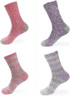 4 pairs of soft fuzzy women's socks - bamboomn striped & solid cozy warmth value pack! logo