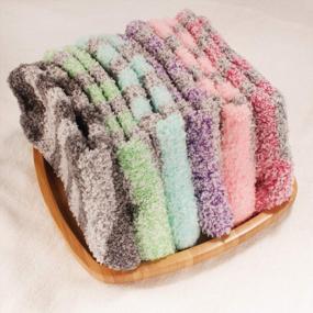 img 1 attached to 4 Pairs Of Soft Fuzzy Women'S Socks - BambooMN Striped & Solid Cozy Warmth Value Pack!