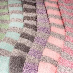 img 3 attached to 4 Pairs Of Soft Fuzzy Women'S Socks - BambooMN Striped & Solid Cozy Warmth Value Pack!