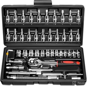 img 4 attached to 🔧 ZUZUAN 46-Piece 1/4-Inch Drive Socket Ratchet Wrench Set: Ideal for Auto Repair and Household Needs – Includes Bit Socket Set, Extension Bar, and Storage Case