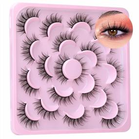 img 2 attached to 10 Pairs Mixed Faux Mink Eyelashes D Curl Russian Strip Lashes Natural Wispy Volume Look By Lanflower
