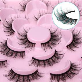 img 4 attached to 10 Pairs Mixed Faux Mink Eyelashes D Curl Russian Strip Lashes Natural Wispy Volume Look By Lanflower