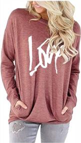 img 3 attached to Stylish Love Printed Women'S Long Sleeve Top For Casual Wear In Red XXL By Onlypuff